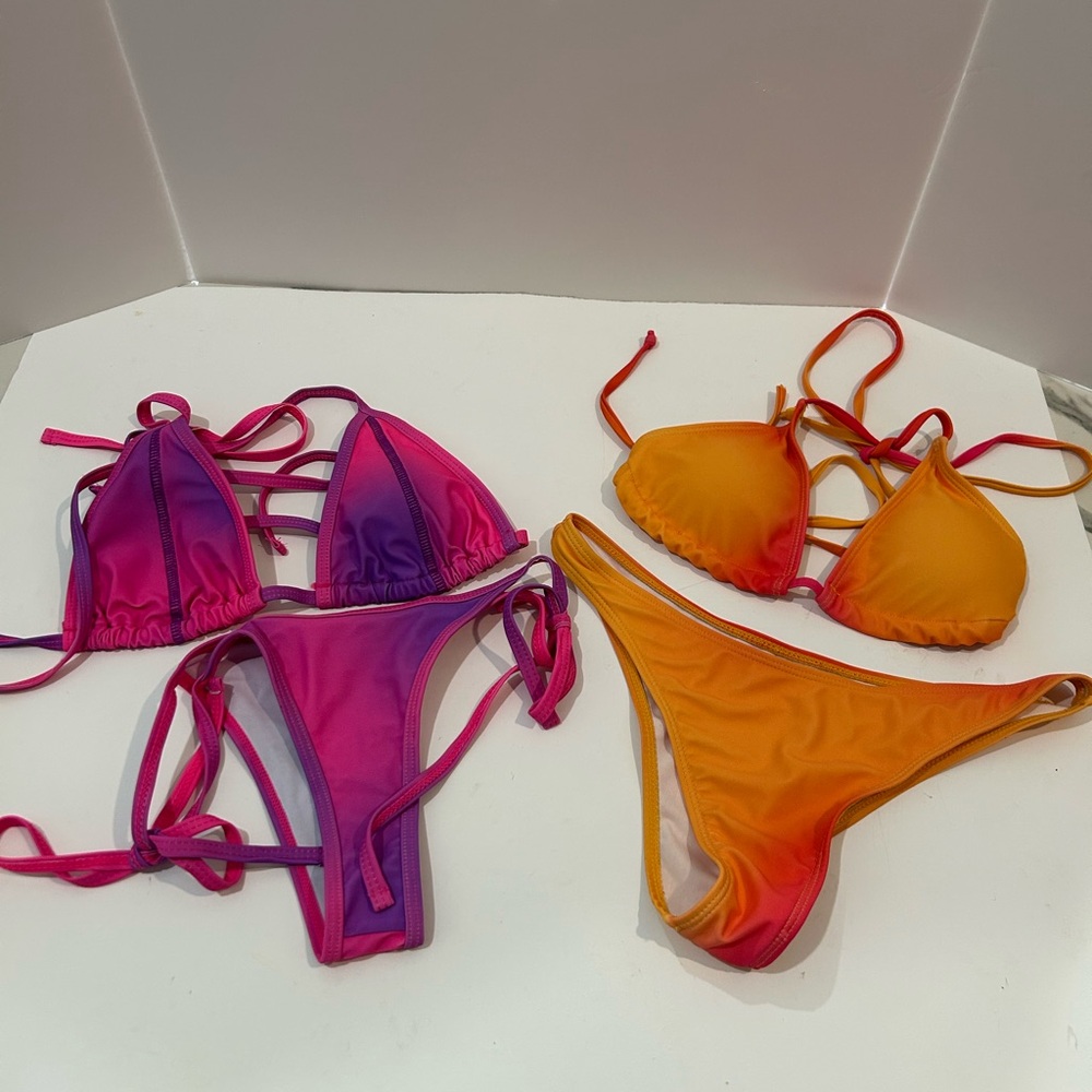 Fashion Nova Pink and Purple Bikini Bottom